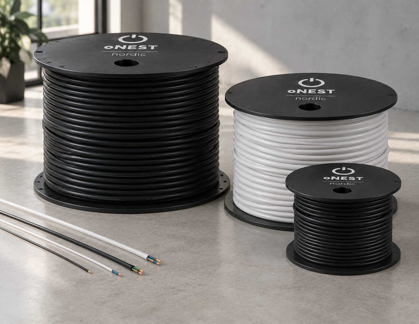 Kabelruller med Masterlink- og Powerlink-kabler til Bang & Olufsen